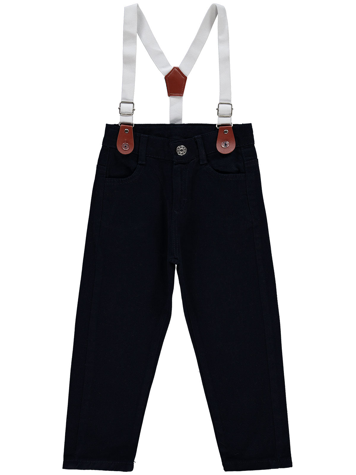 Pantaloni cu bretele Strap Style bleumarin