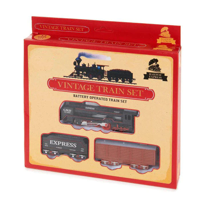 Trenulet electric cu sunete si lumini Vintage Train Express 13 piese