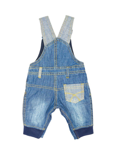 Compleu 2 piese MONKEY cu Salopeta lunga din denim si Bluza Bleumarin/Albastru denim