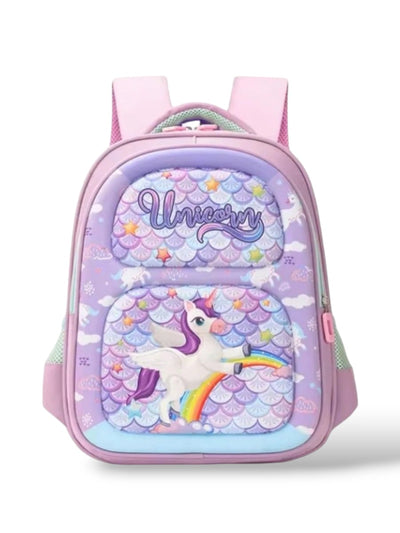 Ghiozdan copii scoala UNICORN cu 2 compartimente Multicolor