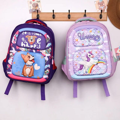 Ghiozdan copii scoala UNICORN cu 2 compartimente Multicolor