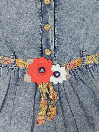 rochita denim cu flori 