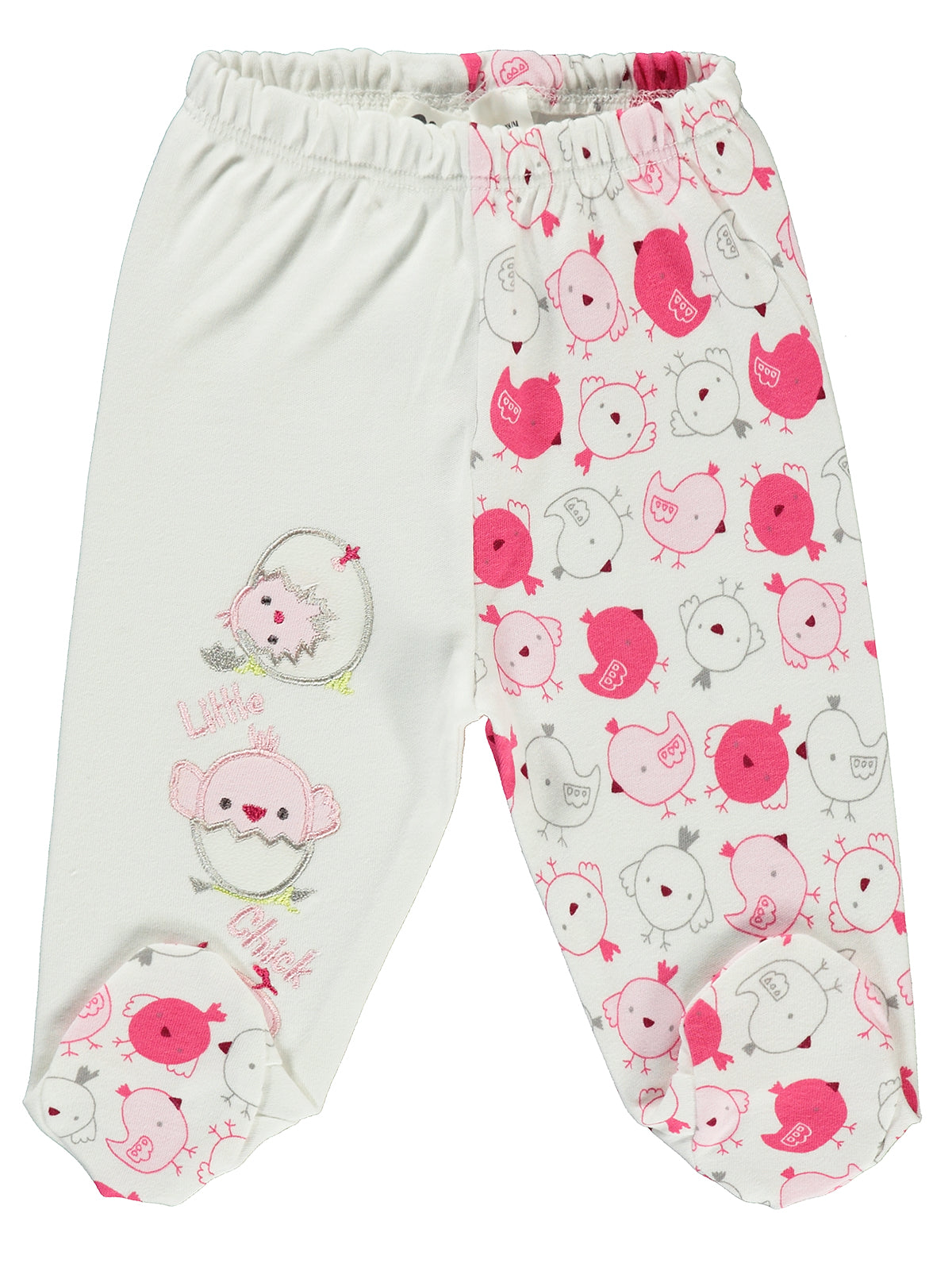 Pantalonasi cu botosei Little Chick alb-roz